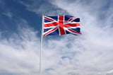 United Kingdom flag fluttering in strong wind