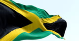 Jamaican flag fluttering in the wind