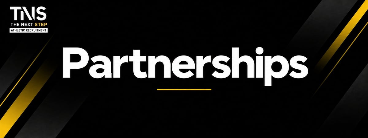 TNS logo and Partnerships text on black background with gold accent stripe
